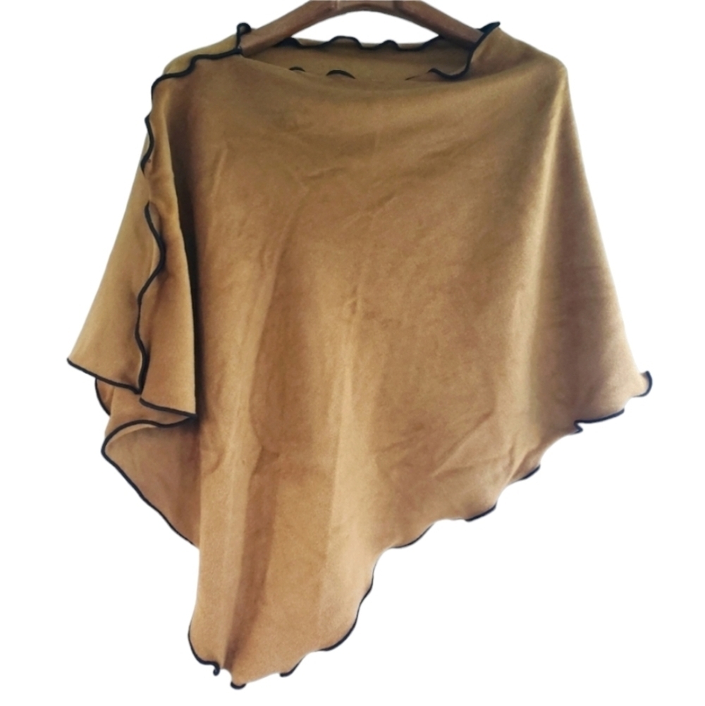 Vintage Women's Reversible Poncho. Camel color. One size.